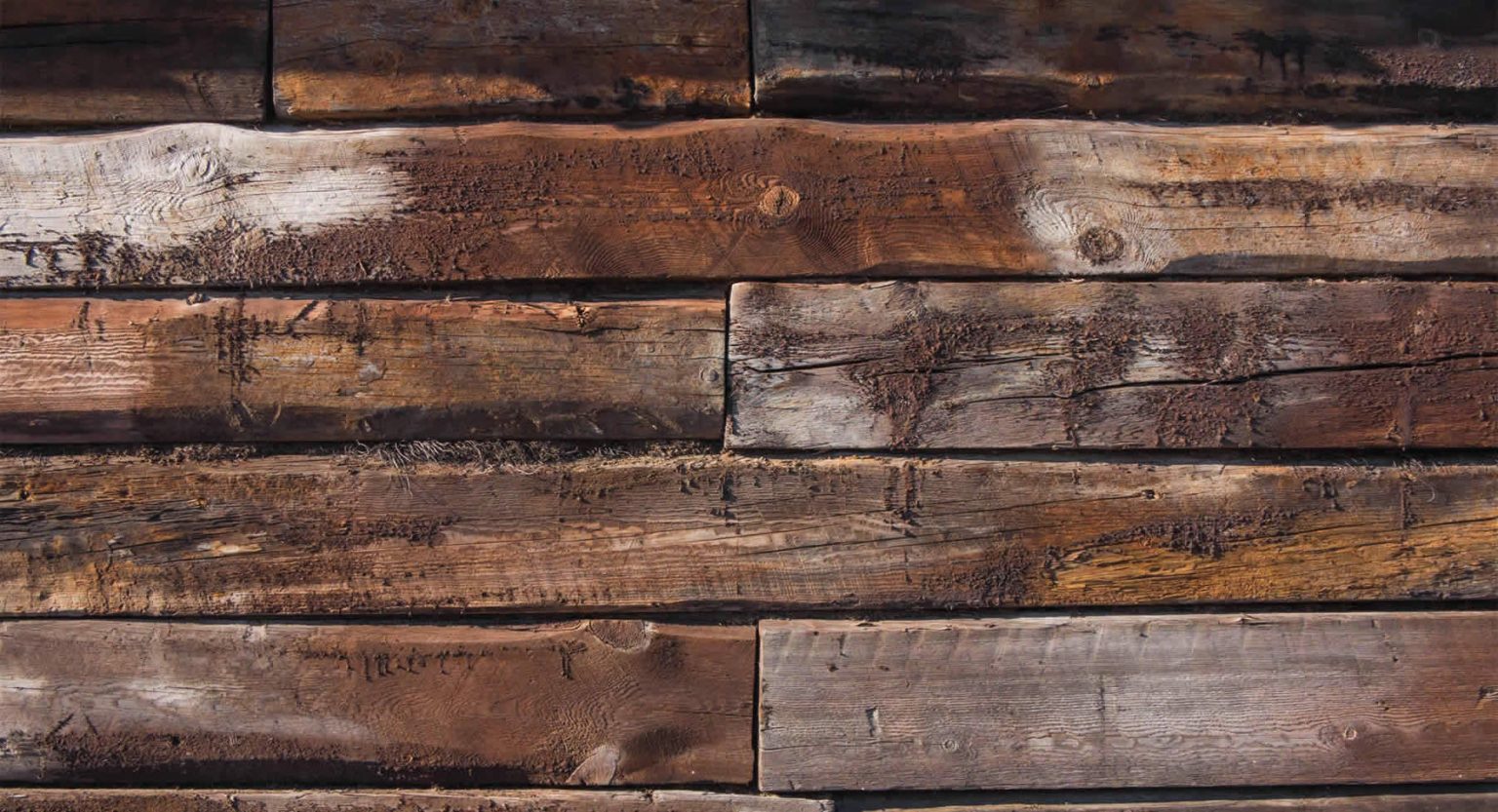 Close up of rustic timber sleepers.
